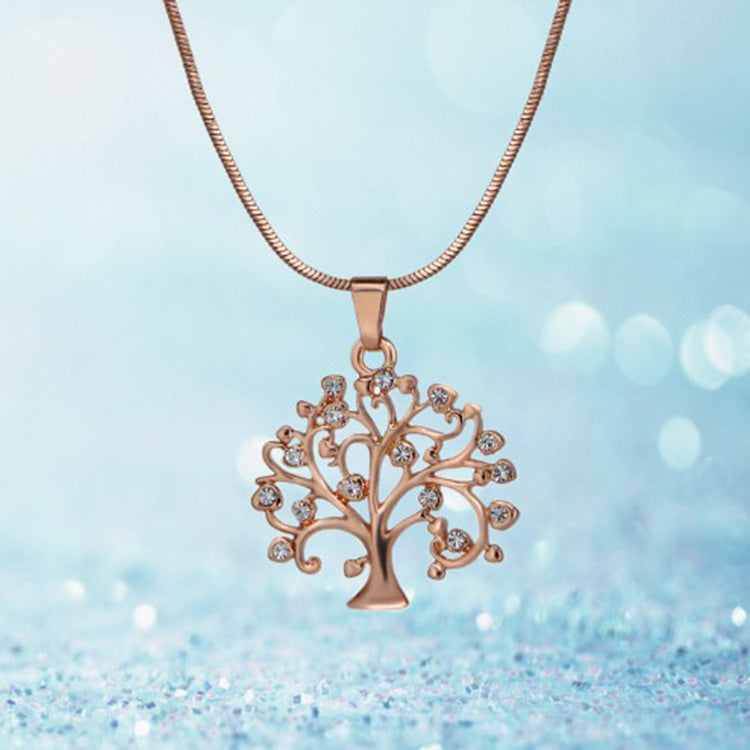 BoldlyBeautiful - Multi-Layer Tree of Life Pendant Necklace with CZ Zircon