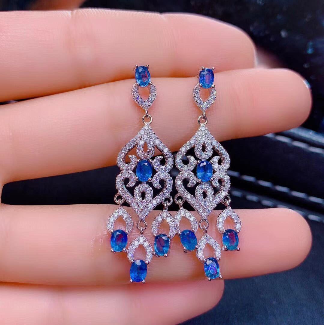 BoldlyBeautiful - Natural Sri Lanka Sapphire Earrings in S925 Silver