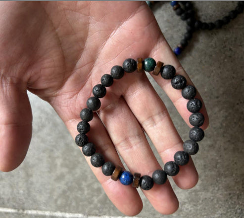 BoldlyBeautiful - Personality Men's Black Volcanic Stone Bracelet Fashion Jewelry