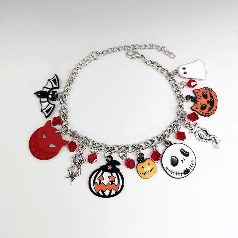 BoldlyBeautiful - Halloween Bracelet with Pumpkin Skull Ghost Funny Jewelry