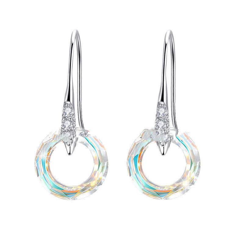 BoldlyBeautiful - Austrian Crystal S925 Silver Universe Ring with Diamond Ear Hook Earrings