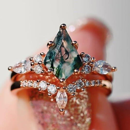 BoldlyBeautiful - Natural Green Moss Agate Rings 2025